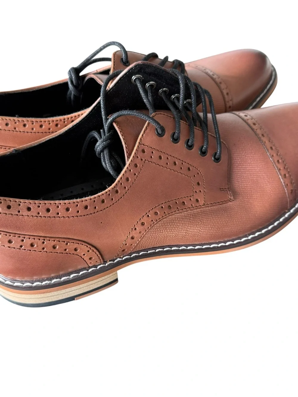 Bar‎ III Parker Brown Leather Cap Toe Brogue Oxfords 10.5M